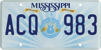 MS license plate ACQ983