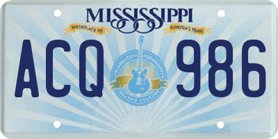 MS license plate ACQ986