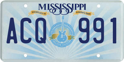 MS license plate ACQ991