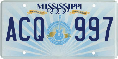 MS license plate ACQ997