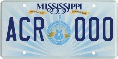 MS license plate ACR000