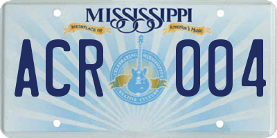 MS license plate ACR004