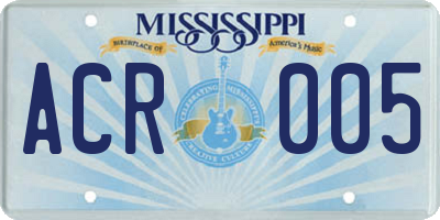 MS license plate ACR005