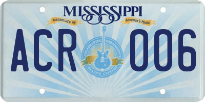 MS license plate ACR006