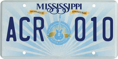 MS license plate ACR010