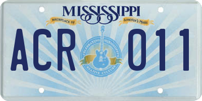 MS license plate ACR011