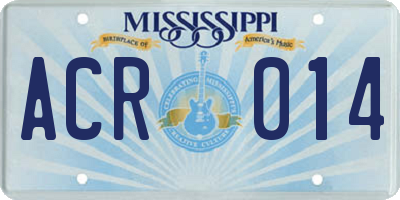 MS license plate ACR014