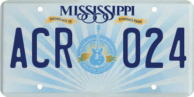 MS license plate ACR024