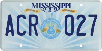 MS license plate ACR027