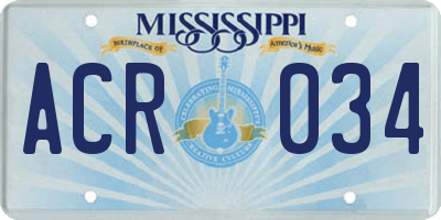 MS license plate ACR034