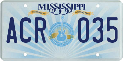 MS license plate ACR035