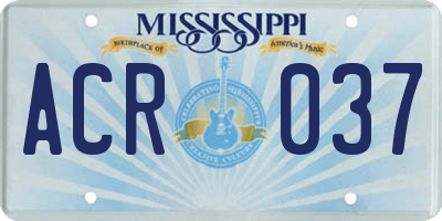 MS license plate ACR037