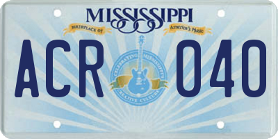 MS license plate ACR040