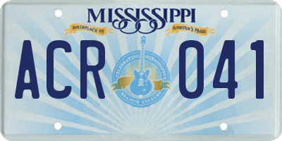 MS license plate ACR041