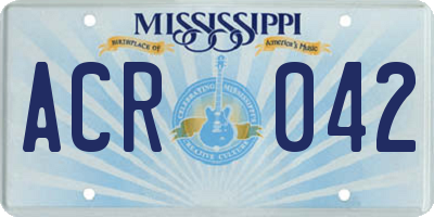 MS license plate ACR042