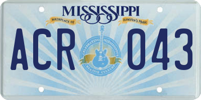 MS license plate ACR043