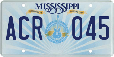 MS license plate ACR045