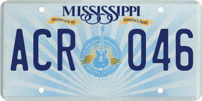 MS license plate ACR046