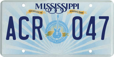 MS license plate ACR047