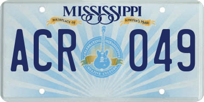 MS license plate ACR049