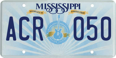 MS license plate ACR050