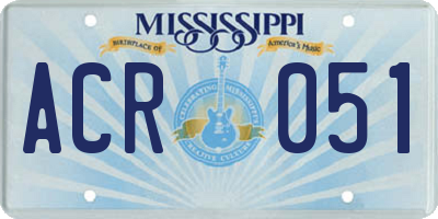 MS license plate ACR051
