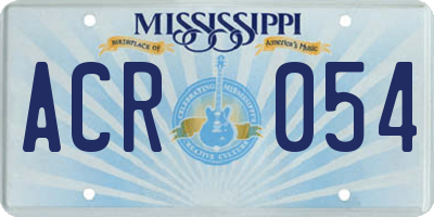 MS license plate ACR054
