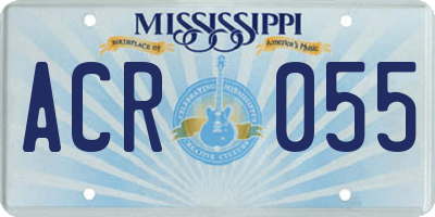 MS license plate ACR055