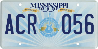 MS license plate ACR056