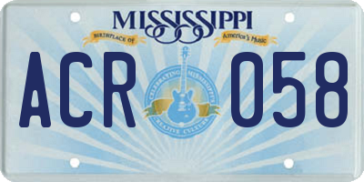 MS license plate ACR058