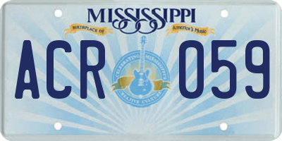 MS license plate ACR059