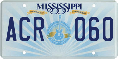MS license plate ACR060