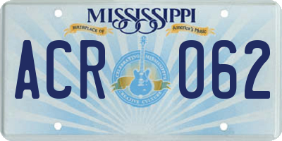 MS license plate ACR062