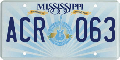 MS license plate ACR063