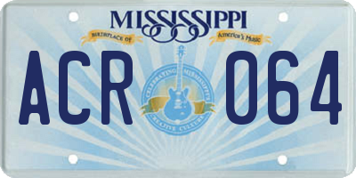 MS license plate ACR064
