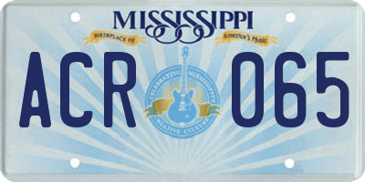 MS license plate ACR065