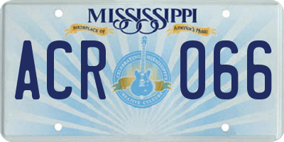 MS license plate ACR066