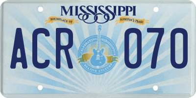 MS license plate ACR070
