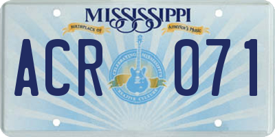 MS license plate ACR071