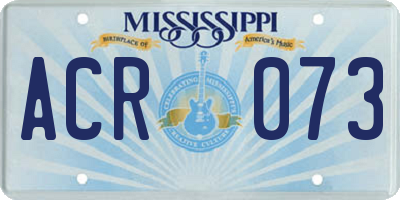 MS license plate ACR073