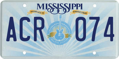 MS license plate ACR074