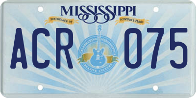 MS license plate ACR075