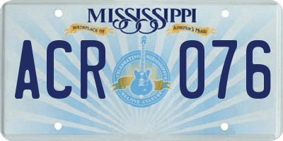 MS license plate ACR076