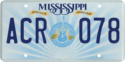 MS license plate ACR078