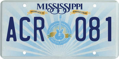 MS license plate ACR081