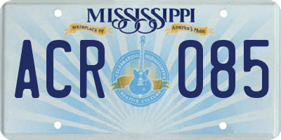 MS license plate ACR085