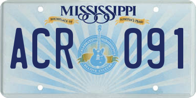 MS license plate ACR091