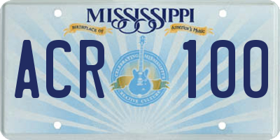 MS license plate ACR100