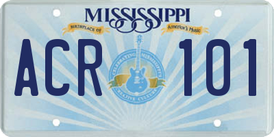 MS license plate ACR101