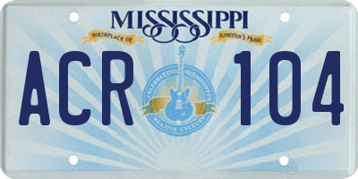 MS license plate ACR104